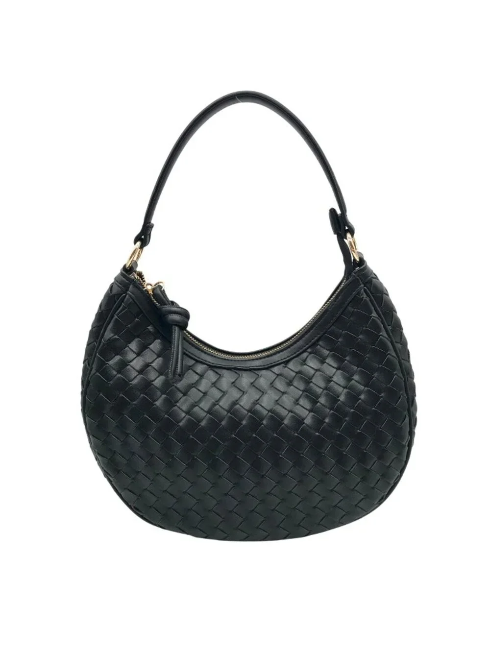 On 34th Black Woven Crossbody Convertible Satchel Bag